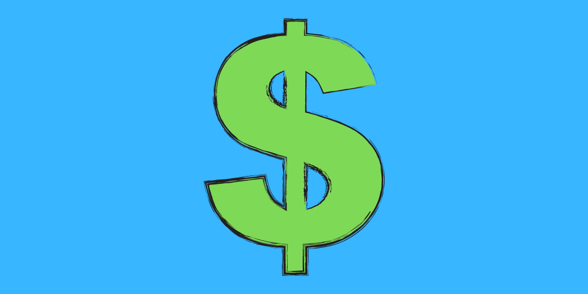 Green dollar sign icon on blue background.